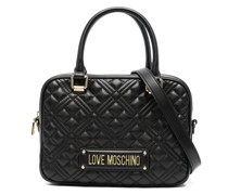 Gesteppte Handtasche mit Logo-Schild
