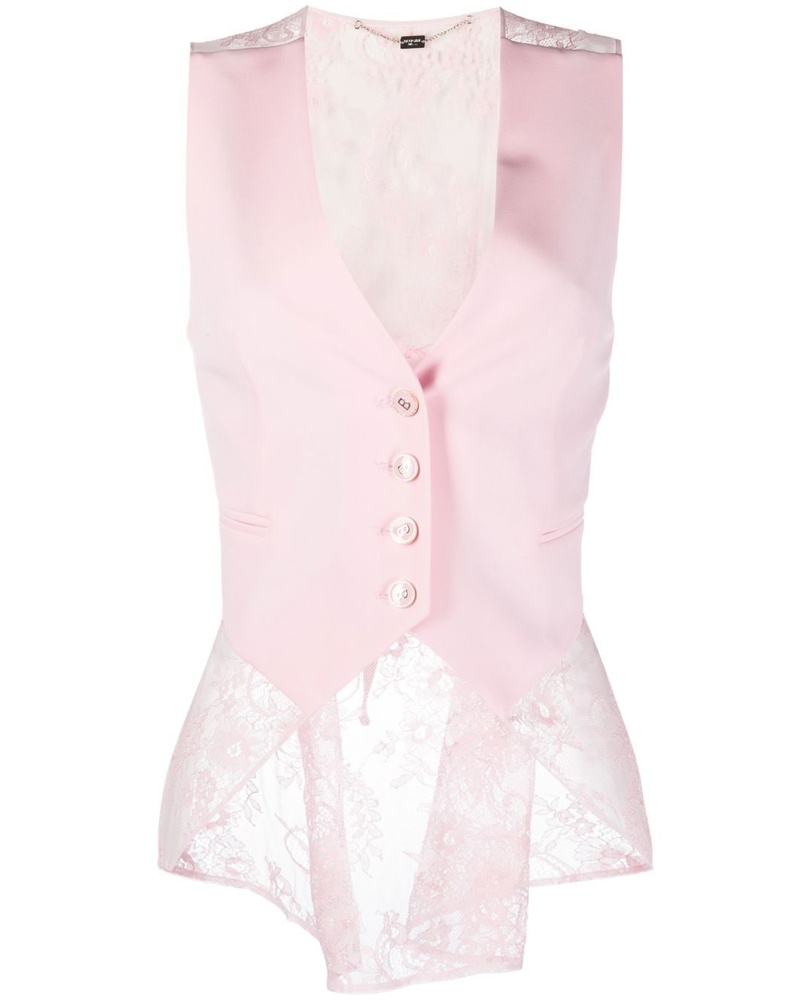 Blumarine Damen Weste mit Spitzeneinsätzen JV7697 Blumarine Damen Weste mit Spitzeneinsätzen JV7697