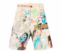 Chino-Shorts mit Kritzel-Print