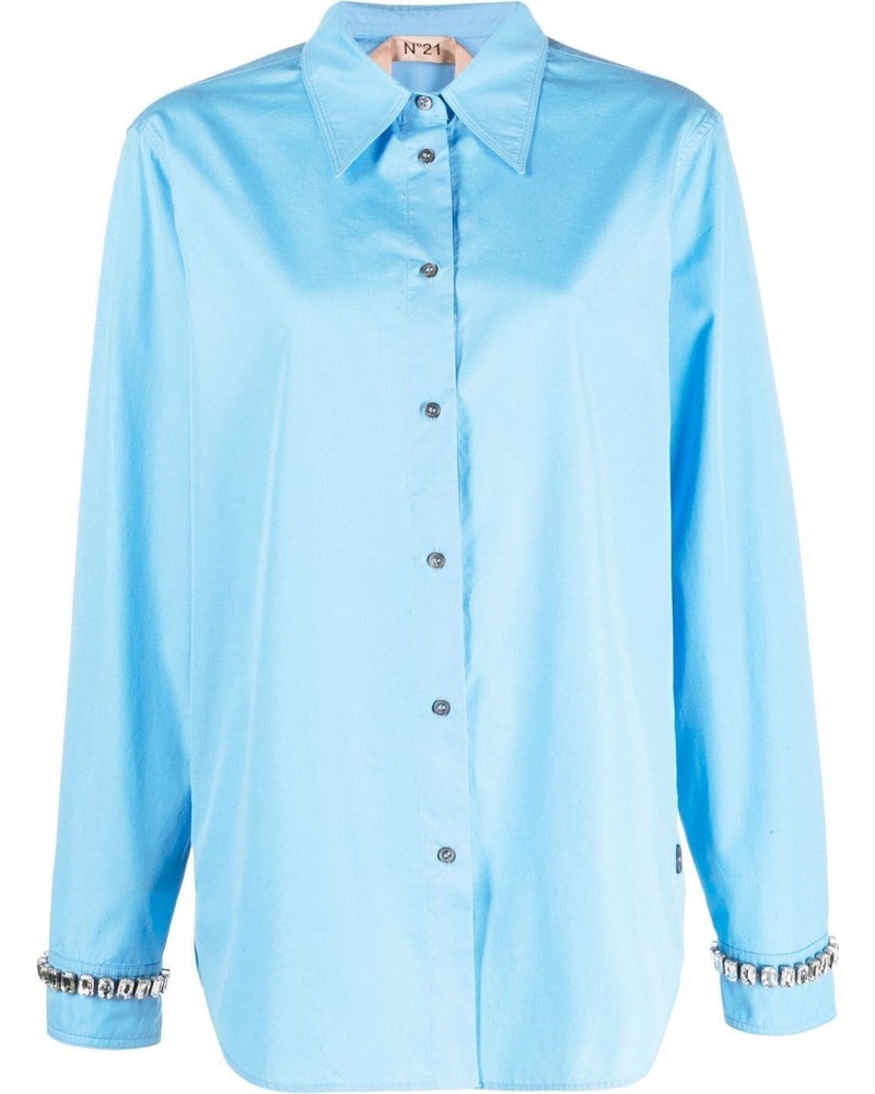 N° 21 Damen rhinestone-embellished long-sleeved shirt