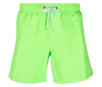 Gestreifte Badeshorts mit Logo-Patch