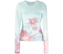 semi-sheer floral-print top