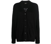 Intarsien-Cardigan mit Slogan