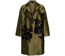 floral-motif satin coat