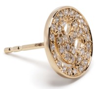 14kt yellow  Happy Face diamond stud earring
