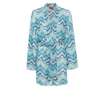 belted open-knit beach cover-up