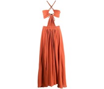 Gerafftes Midikleid mit Cut-Out