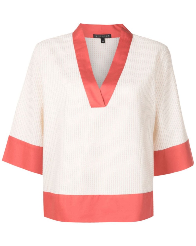 ALCAÇUZ Damen Bluse mit V-Ausschnitt