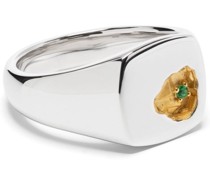 14kt yellow gold emerald signet ring