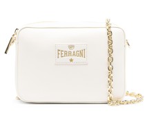 logo-patch faux-leather shoulder bag