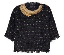 sequin-embellished tweed top