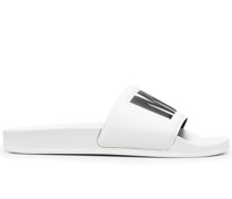 Pantoletten mit Logo-Print