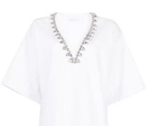 V-neck crystal-embellished T-shirt dress