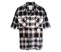 check-print panelled shirt
