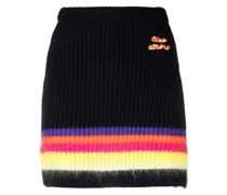 logo-embroidered striped ribbed skirt