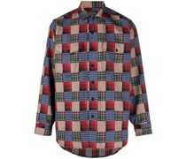 patchwork check long-sleeve shirt