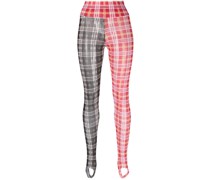 check-pattern color-block leggings
