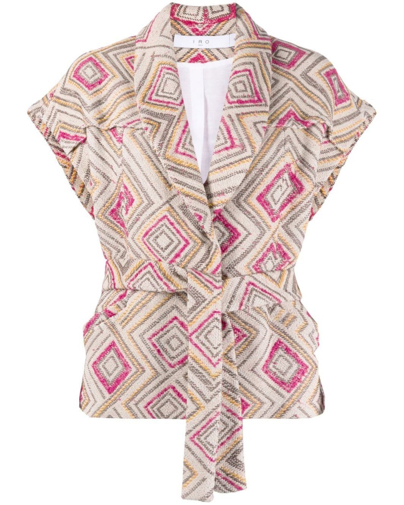 IRO Damen Kurzärmelige Jacke mit Bindegürtel