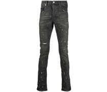 Slim-Fit-Jeans mit Farbklecksen