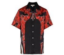 Bowlinghemd mit Dragon Warrior-Print