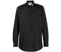 logo-print button-up shirt