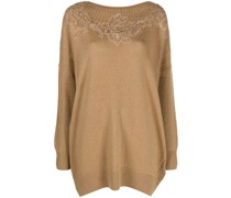 floral-embellishment boat-neck Pullover