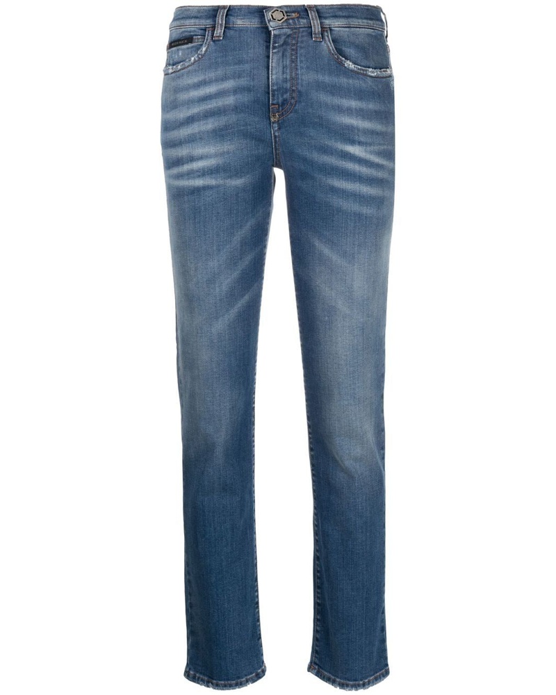 Philipp Plein Damen Gerade High-Rise-Jeans
