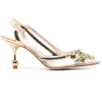 Slingback-Pumps mit Kristallen 80mm