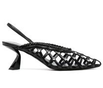 Slingback-Pumps mit Kristallen 75mm