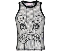 Besticktes Trägershirt aus Mesh