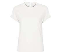 Jersey-T-Shirt mit Perlendetail
