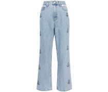 Weite Jeans mit Anker-Print