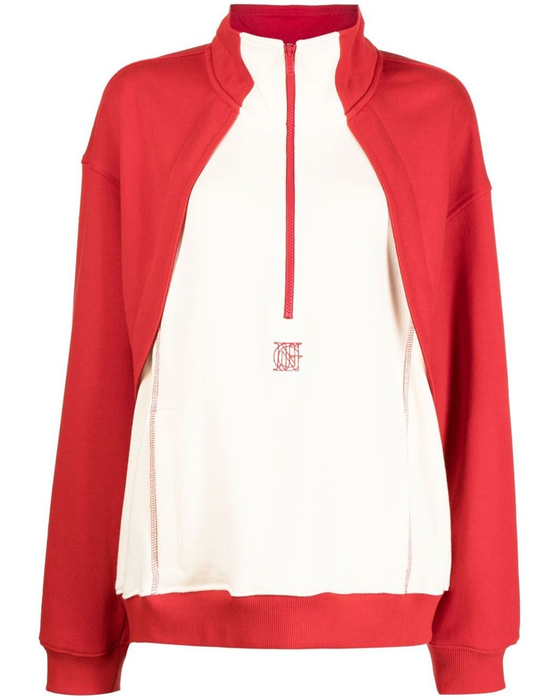 GOEN.J Damen Sweatshirt mit Kontrasteinsätzen