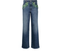 Weite Jeans mit Kristallen