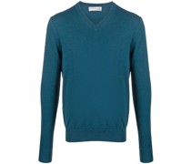 Gerippter Pullover mit V-Ausschnitt
