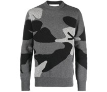 Intarsien-Pullover mit Rundhalsausschnitt