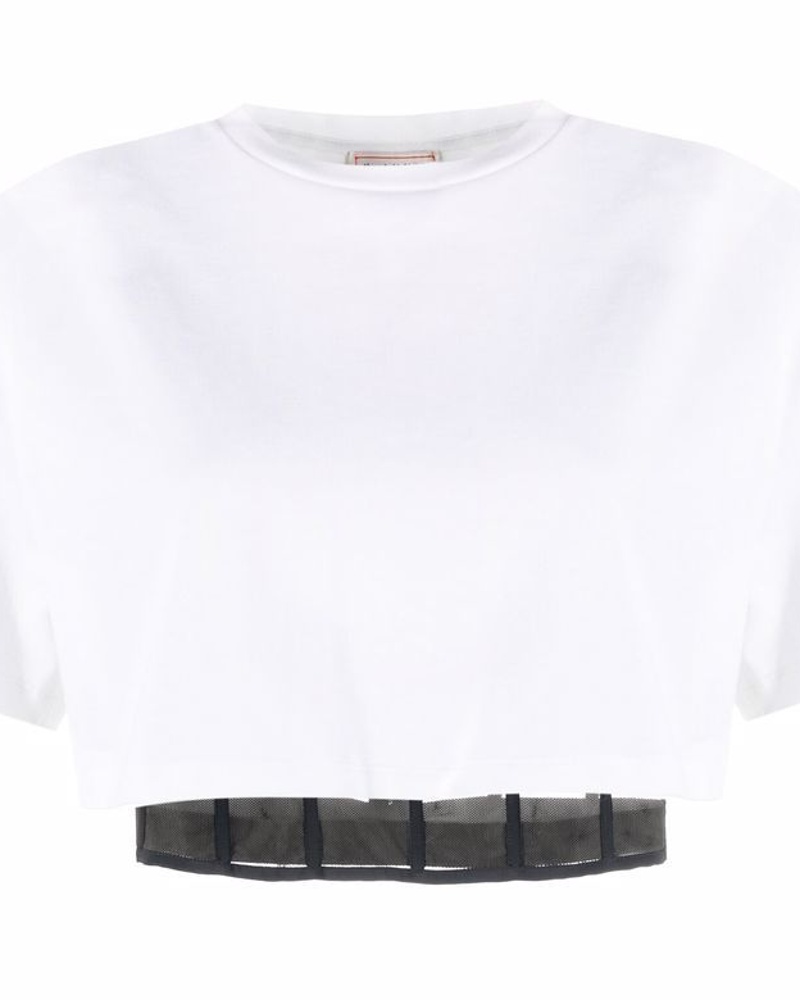 Alexander McQueen Damen Cropped-T-Shirt mit Corsage