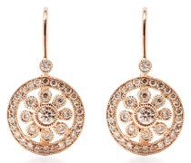 14kt Rotgold-Hängeohrringe mit Diamanten