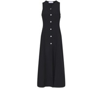 Midikleid mit geraffter Knopfleiste
