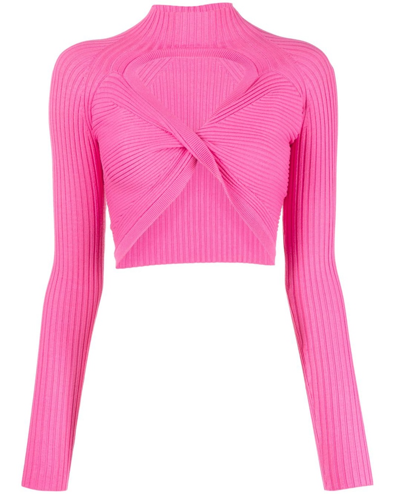 Semicouture Damen Gerippter Pullover mit Cut-Out