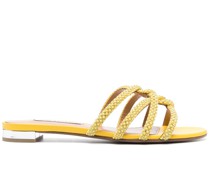 Flache Sandalen mit Kristallen
