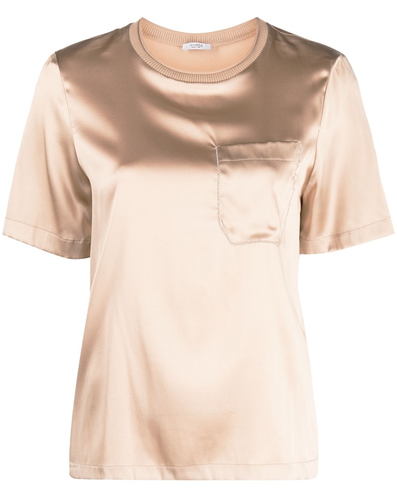 Peserico Damen T-Shirt mit Brusttasche