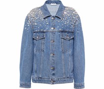 Jeansjacke mit Kristallverzierung