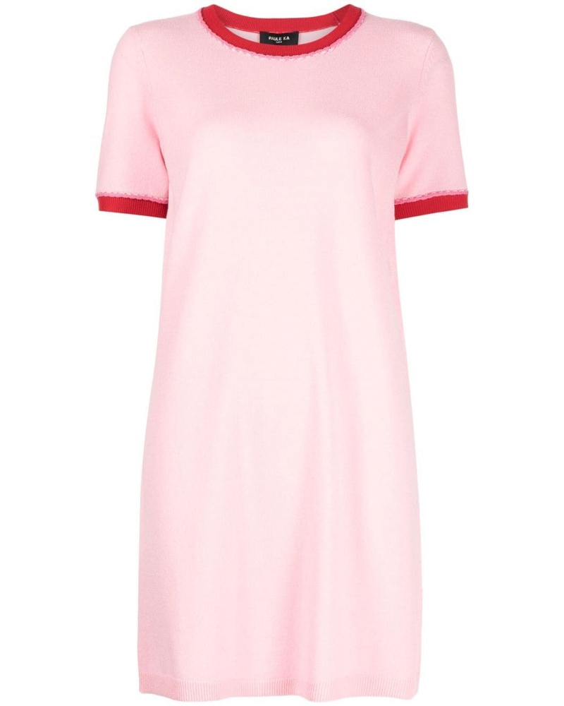 Paule Ka Damen Strickkleid mit Kontrastbesatz