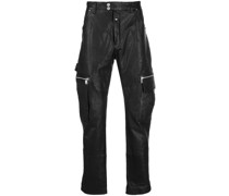 Gerade Cargohose aus Leder