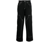 contrast-stitching cotton trousers