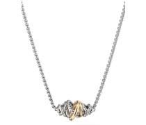 18kt Crossover Gelbgoldhalskette aus Sterlingsilber