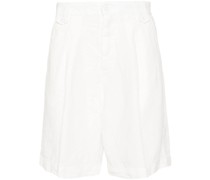 pleat-detail linen shorts