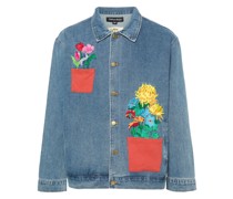 Jeansjacke mit Blumenstickerei