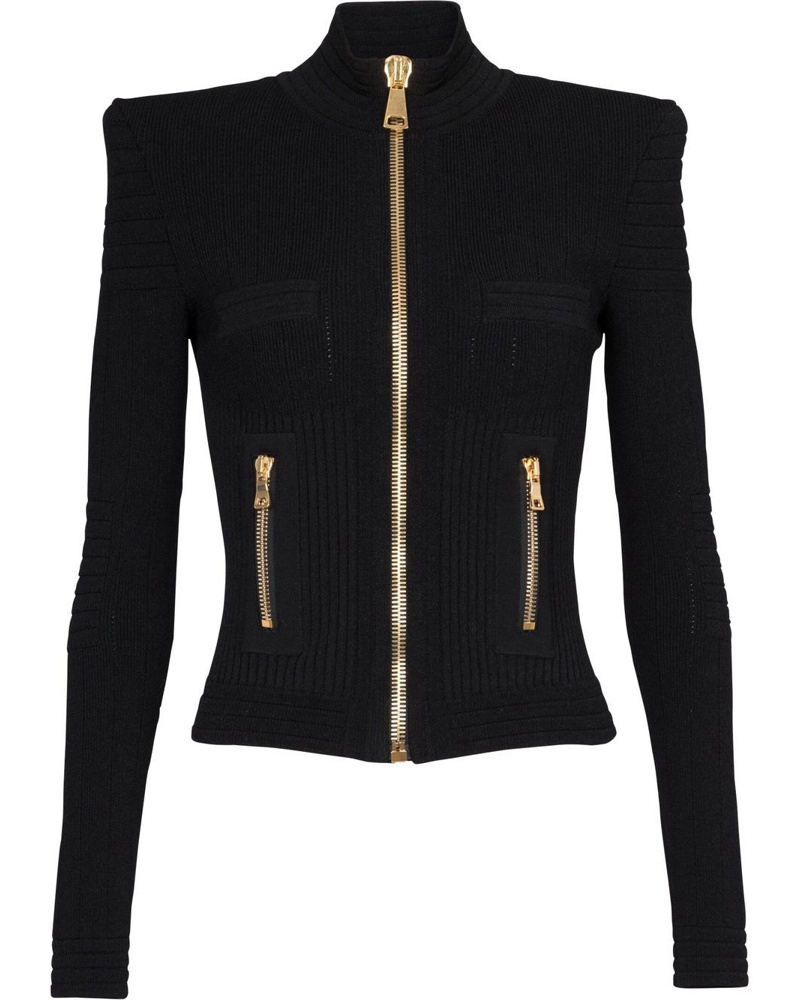Balmain Damen Schmaler Cardigan mit Reißverschluss
